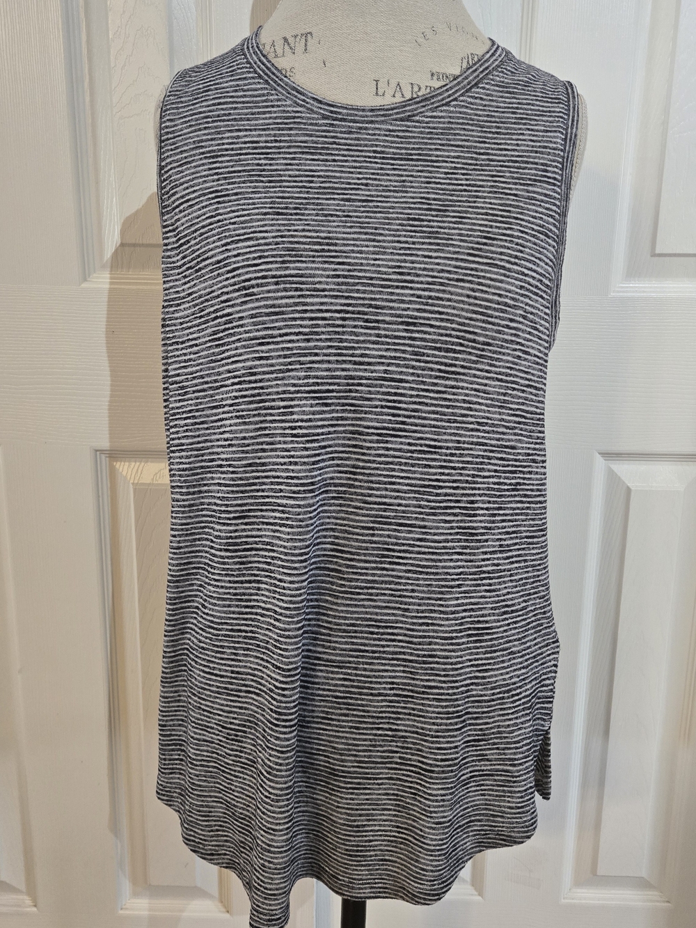 Athleta Black & White Striped Sleeveless Tank